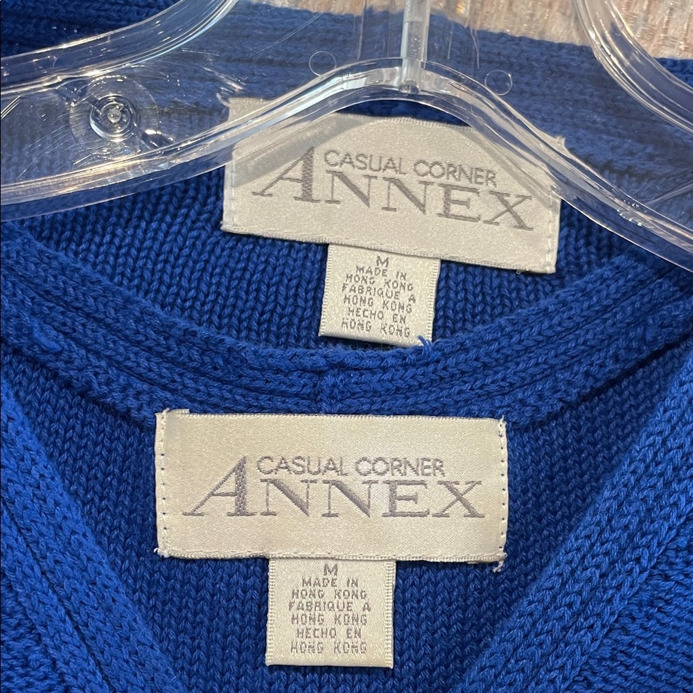 Women's Blue Cardigan Sweater set. Sleeveless top ( matching) underneath - Picture 3 of 4